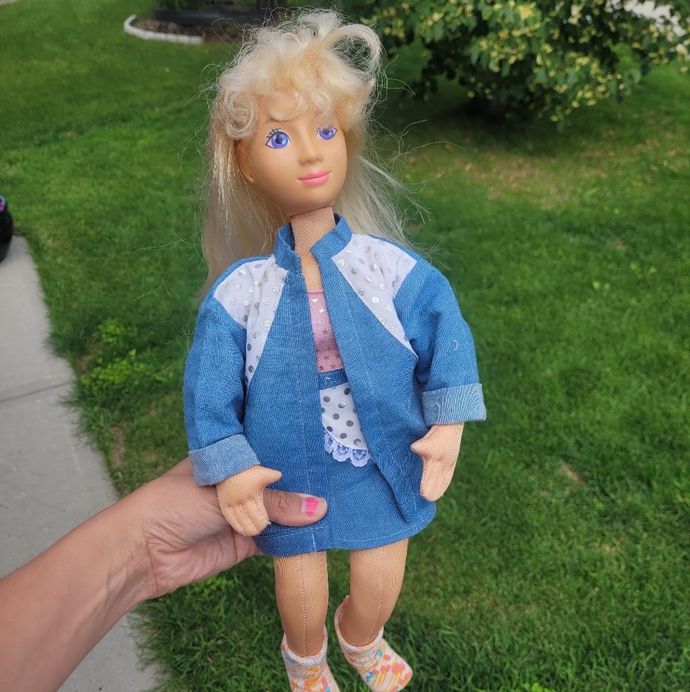 Mattel Hotlooks Doll Blue Denim Doll with Blonde Hair